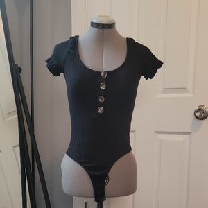 Heart Hips Black Button-Down Women's Bodysuit